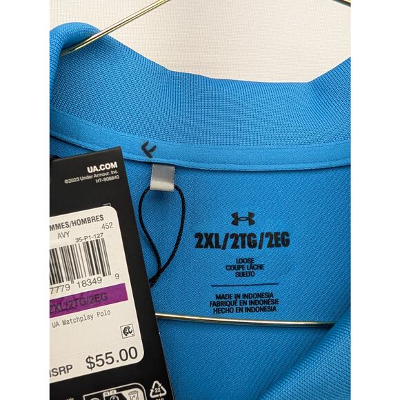 NWT Under Armour Men's UA Matchplay Polo in Ether Blue size 2XL - Picture 4 of 6